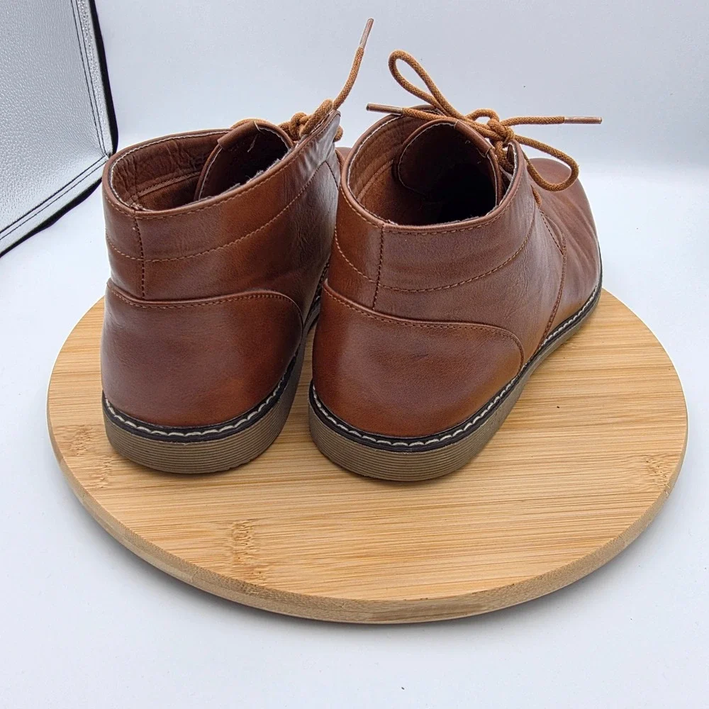 London Fog Mens‎ Cognac Brown Memory Foam Chukka Boots Sz 12 Lace Up Ankle Boots